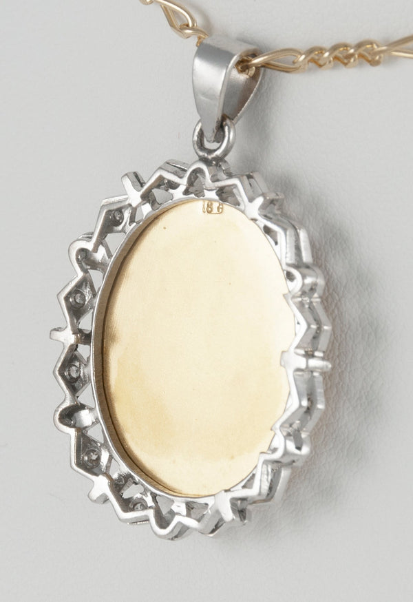 Colgante antiguo en oro amarillo y blanco 18k y brillantes - Mayka Jewels