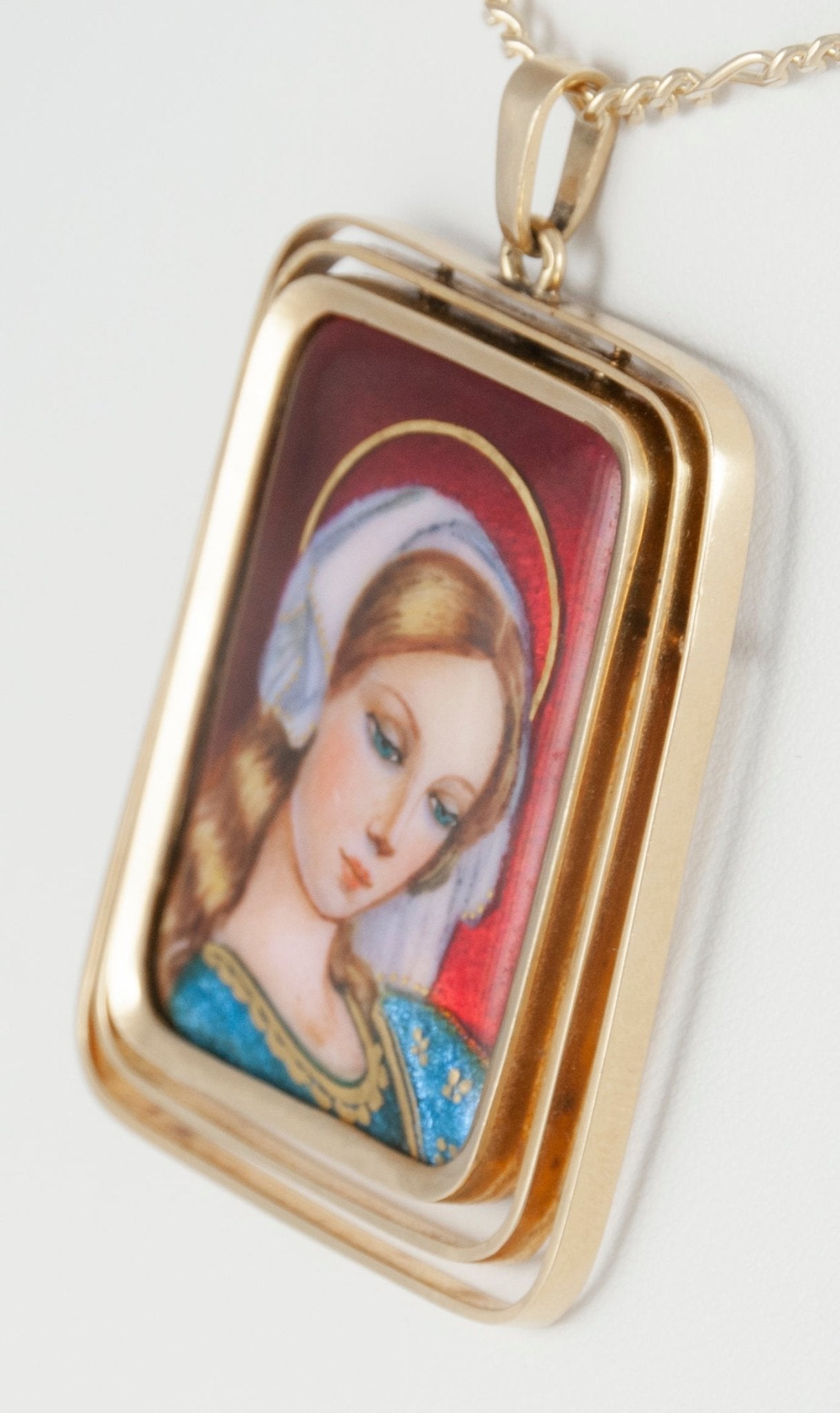 Colgante antiguo oro amarillo 18k y porcelana esmaltada - Mayka Jewels