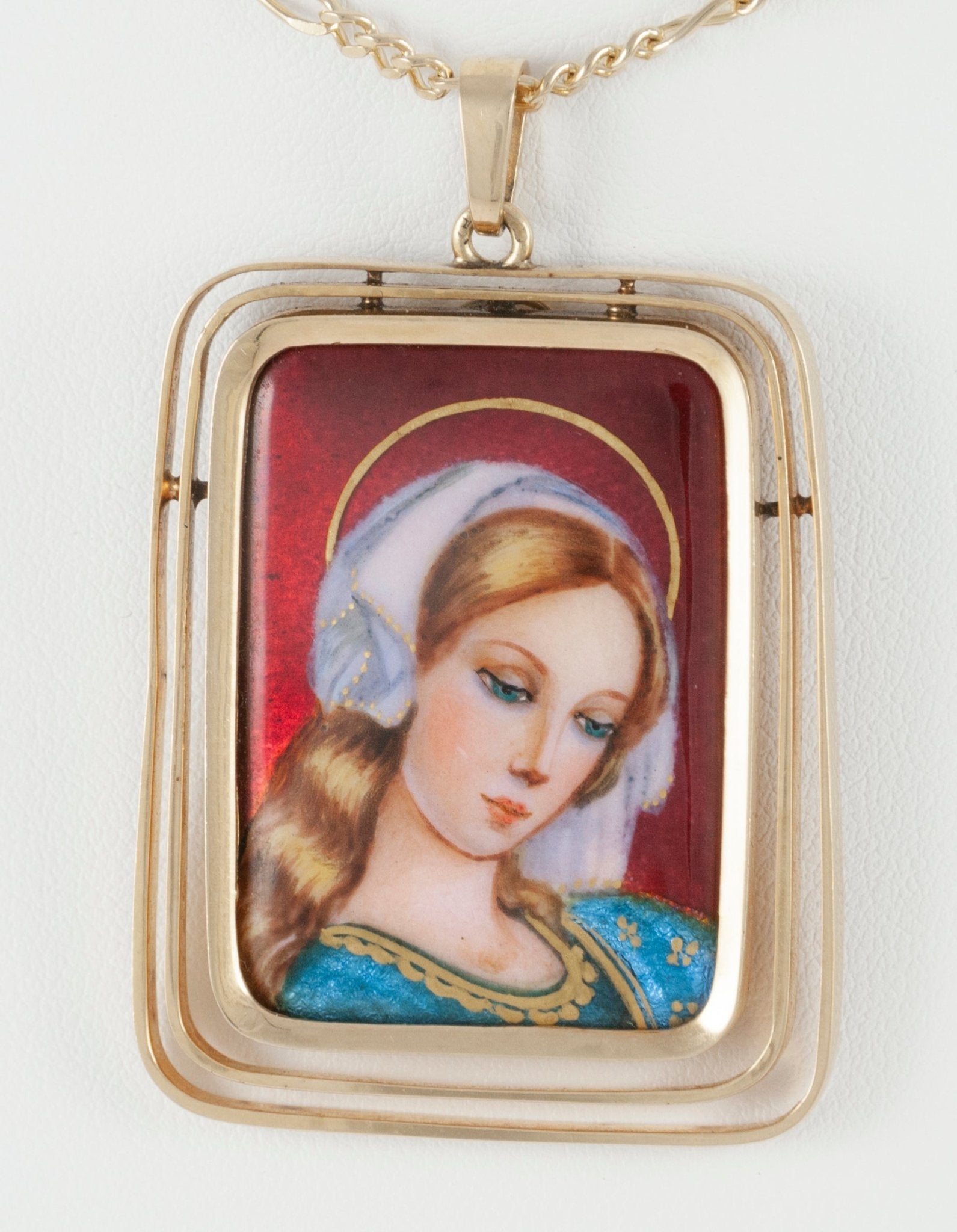 Colgante antiguo oro amarillo 18k y porcelana esmaltada - Mayka Jewels