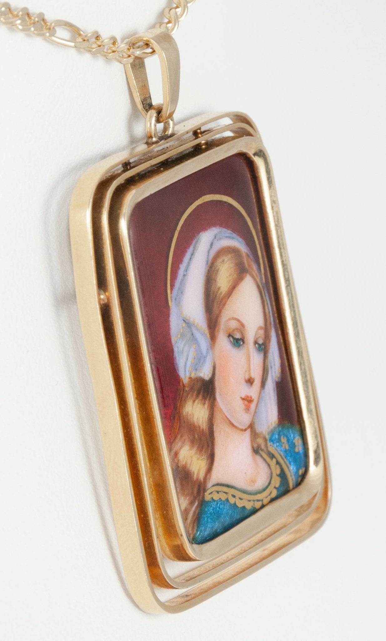 Colgante antiguo oro amarillo 18k y porcelana esmaltada - Mayka Jewels