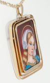 Colgante antiguo oro amarillo 18k y porcelana esmaltada - Mayka Jewels