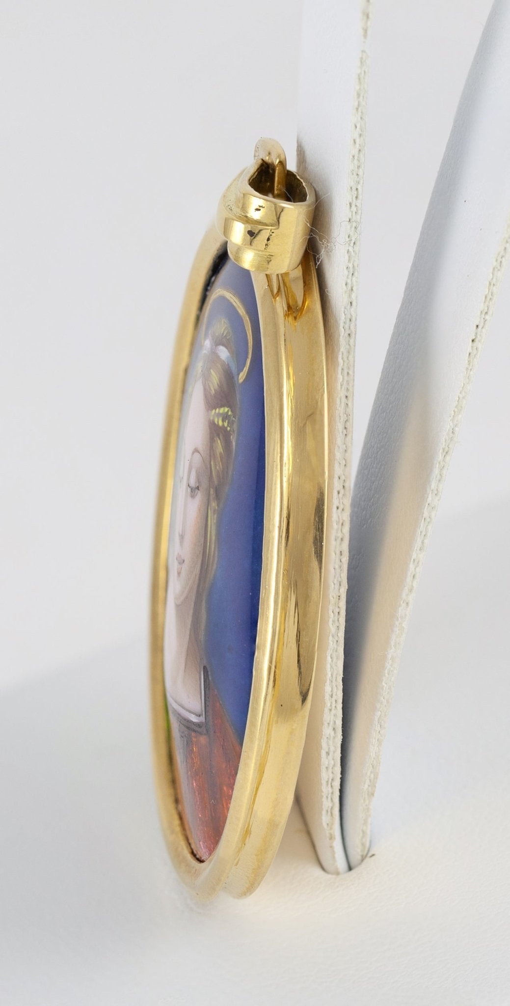 Colgante antiguo oro amarillo 18k y porcelana esmaltada - Mayka Jewels