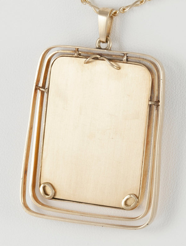 Colgante antiguo oro amarillo 18k y porcelana esmaltada - Mayka Jewels