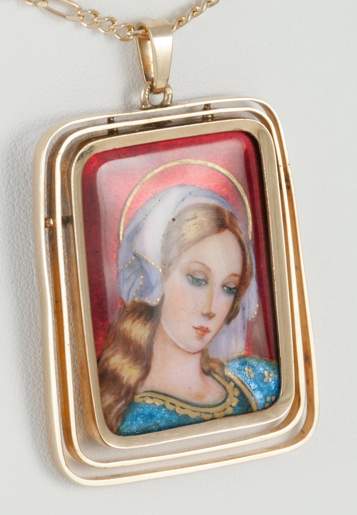 Colgante antiguo oro amarillo 18k y porcelana esmaltada - Mayka Jewels
