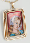 Colgante antiguo oro amarillo 18k y porcelana esmaltada - Mayka Jewels