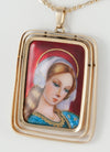 Colgante antiguo oro amarillo 18k y porcelana esmaltada - Mayka Jewels