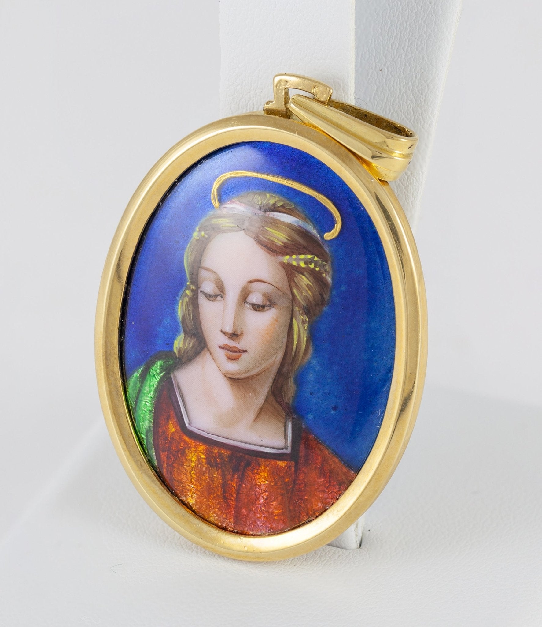 Colgante antiguo oro amarillo 18k y porcelana esmaltada - Mayka Jewels