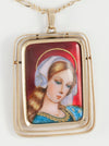 Colgante antiguo oro amarillo 18k y porcelana esmaltada - Mayka Jewels
