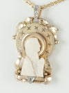Colgante antiguo oro amarillo con marfil y brillantes - Mayka Jewels