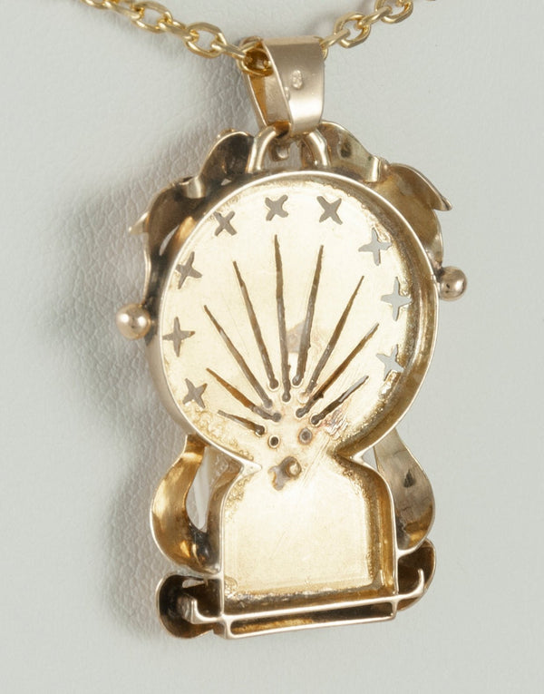 Colgante antiguo oro amarillo con marfil y brillantes - Mayka Jewels