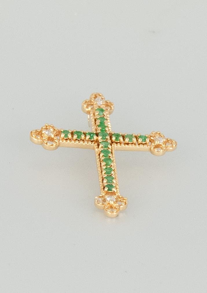 Colgante en oro 18k con esmeralda y brillantes - Mayka Jewels