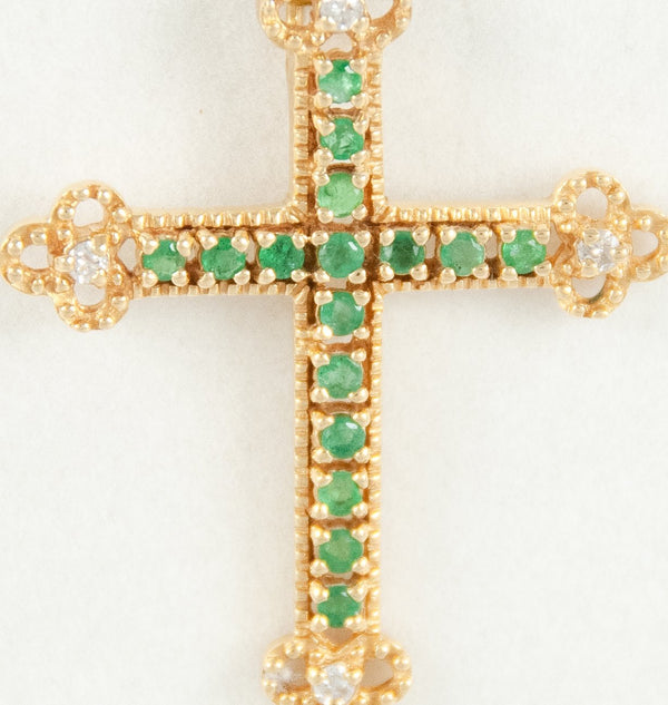 Colgante en oro 18k con esmeralda y brillantes - Mayka Jewels