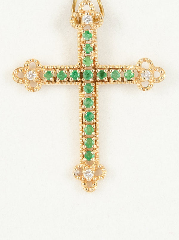 Colgante en oro 18k con esmeralda y brillantes - Mayka Jewels