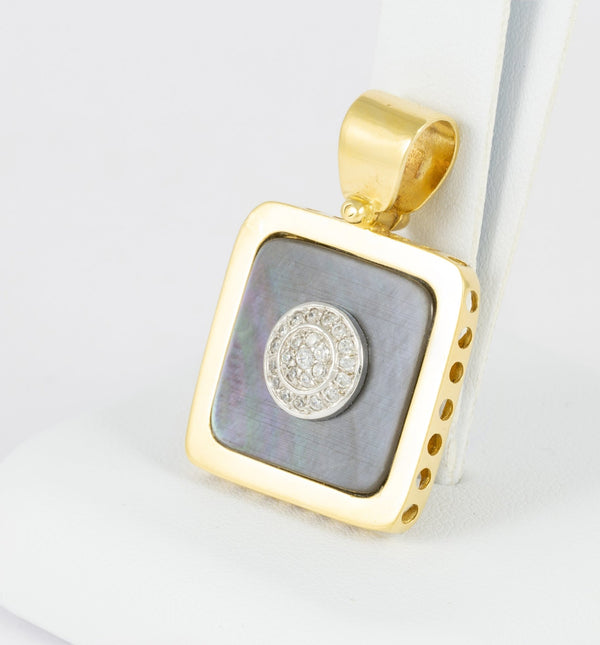 Colgante en oro amarillo 18k nácar y brillantes - Mayka Jewels