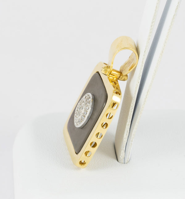 Colgante en oro amarillo 18k nácar y brillantes - Mayka Jewels