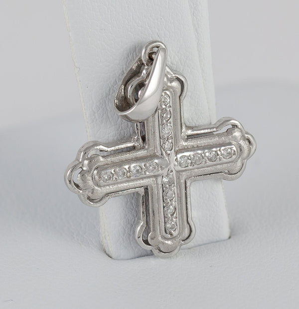 Colgante en oro blanco 18k con brillantes - Mayka Jewels