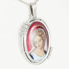 Colgante en oro blanco 18k con brillantes y porcelanda esmaltada - Mayka Jewels