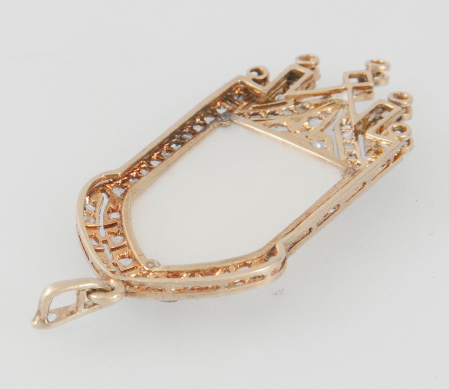 Colgante en oro blanco y amarillo con nácar y brillantes - Mayka Jewels