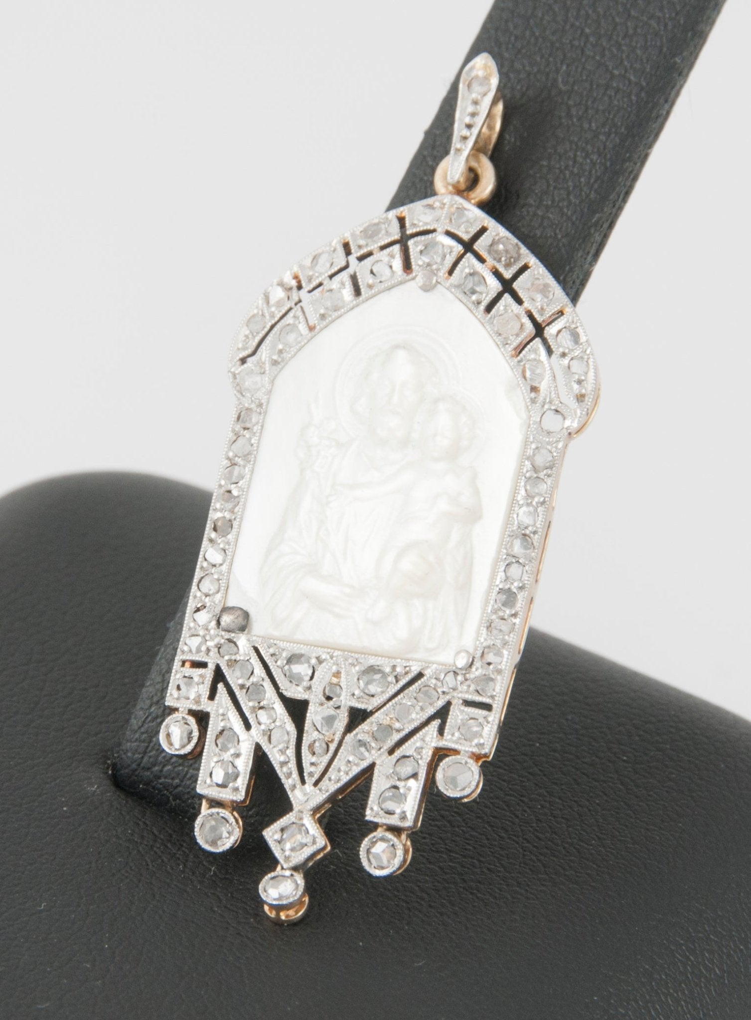 Colgante en oro blanco y amarillo con nácar y brillantes - Mayka Jewels