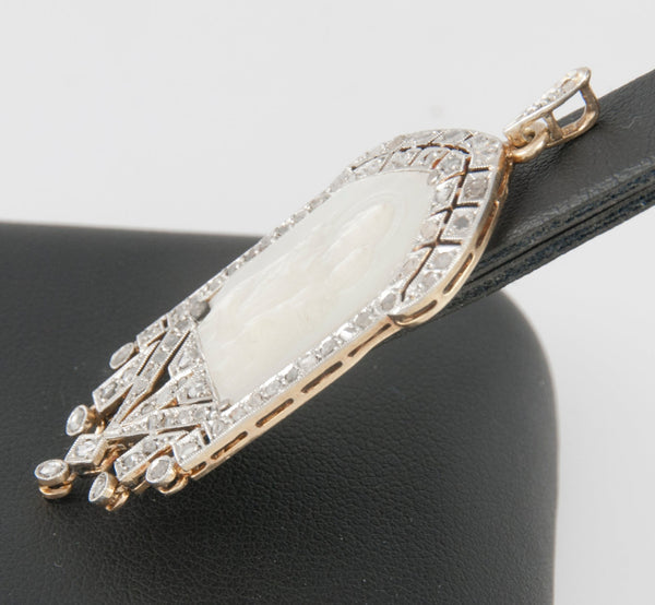 Colgante en oro blanco y amarillo con nácar y brillantes - Mayka Jewels