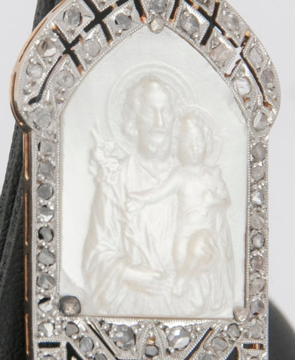 Colgante en oro blanco y amarillo con nácar y brillantes - Mayka Jewels