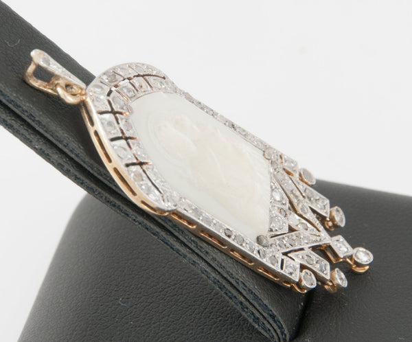 Colgante en oro blanco y amarillo con nácar y brillantes - Mayka Jewels