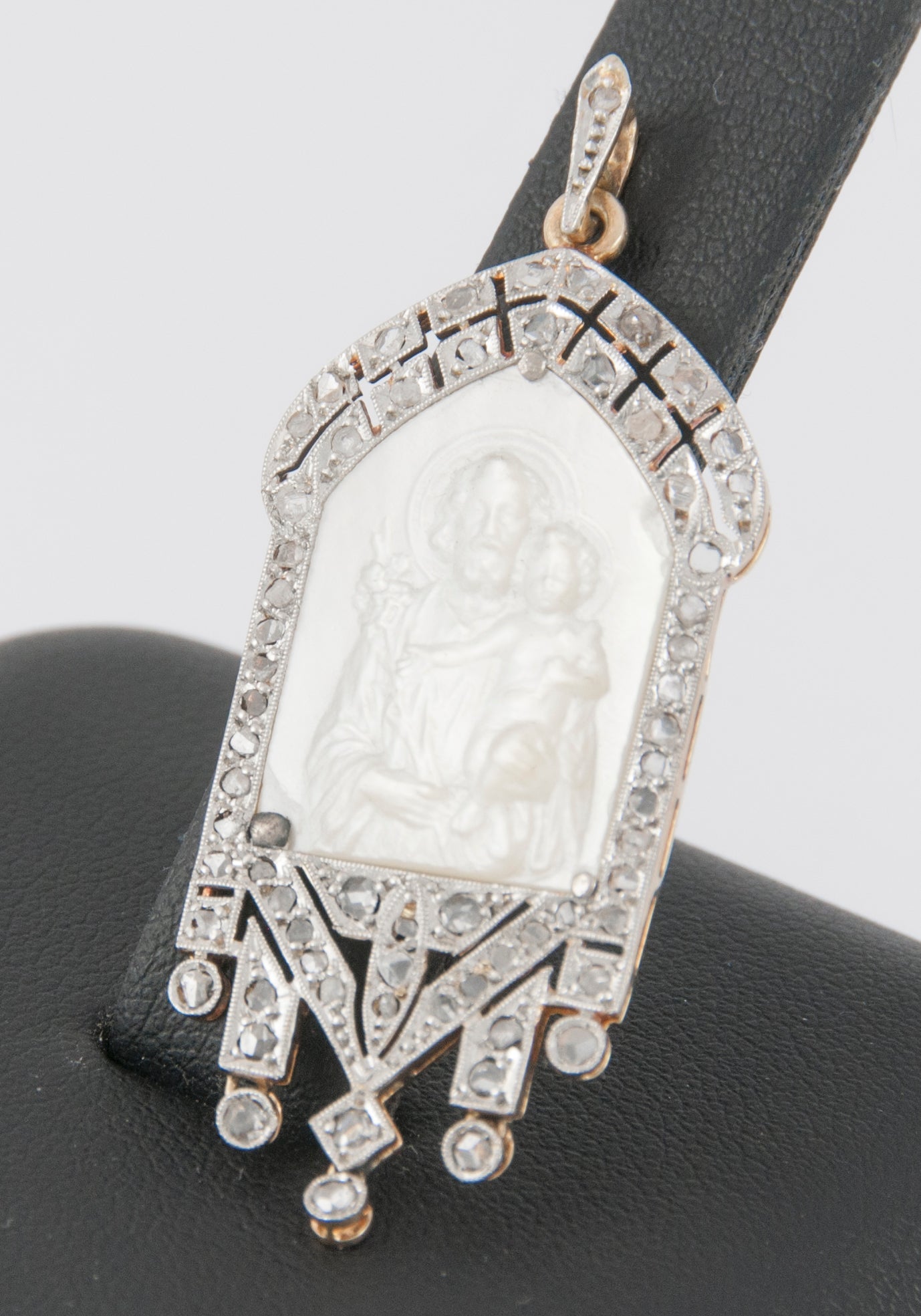 Colgante en oro blanco y amarillo con nácar y brillantes - Mayka Jewels