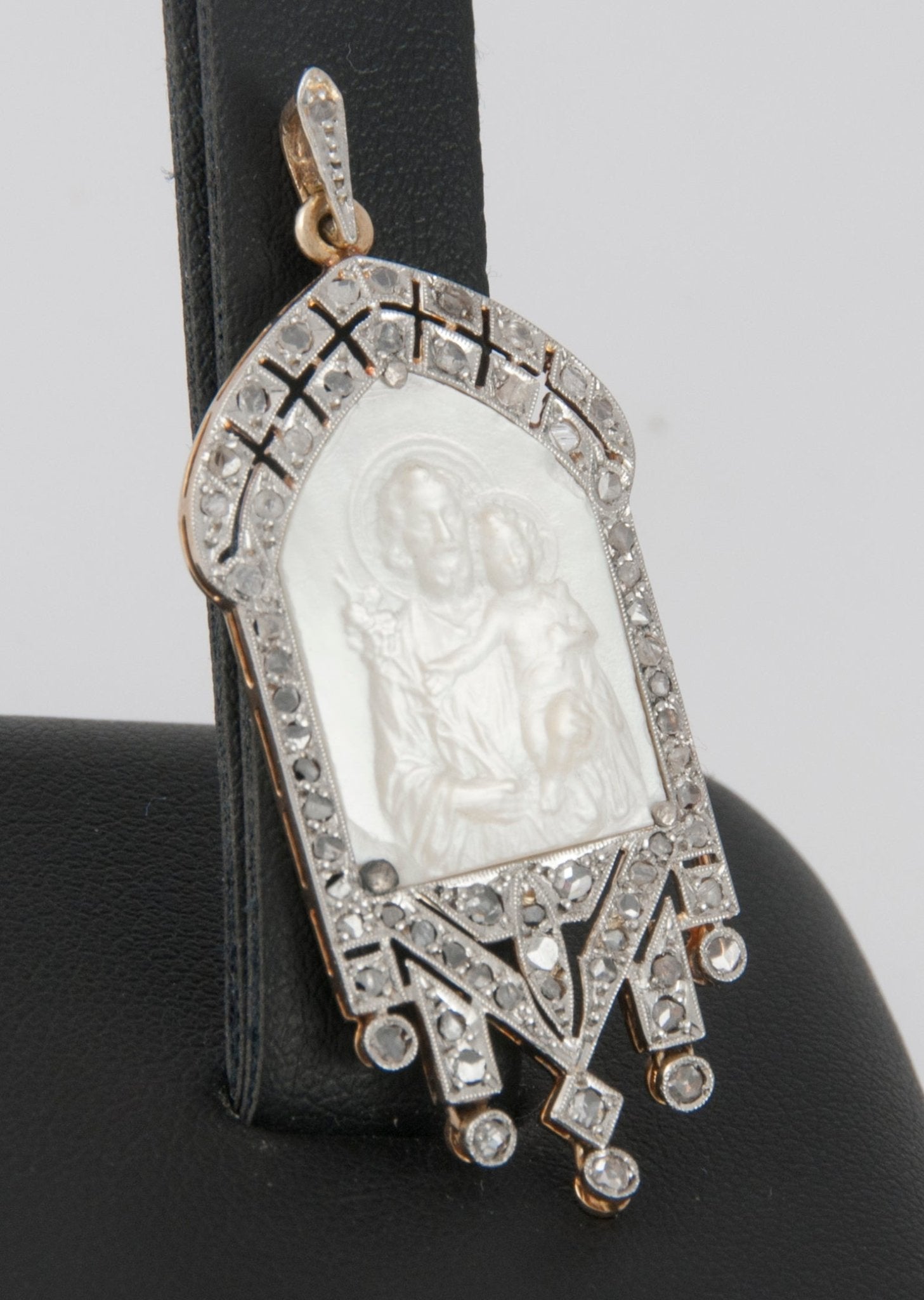 Colgante en oro blanco y amarillo con nácar y brillantes - Mayka Jewels