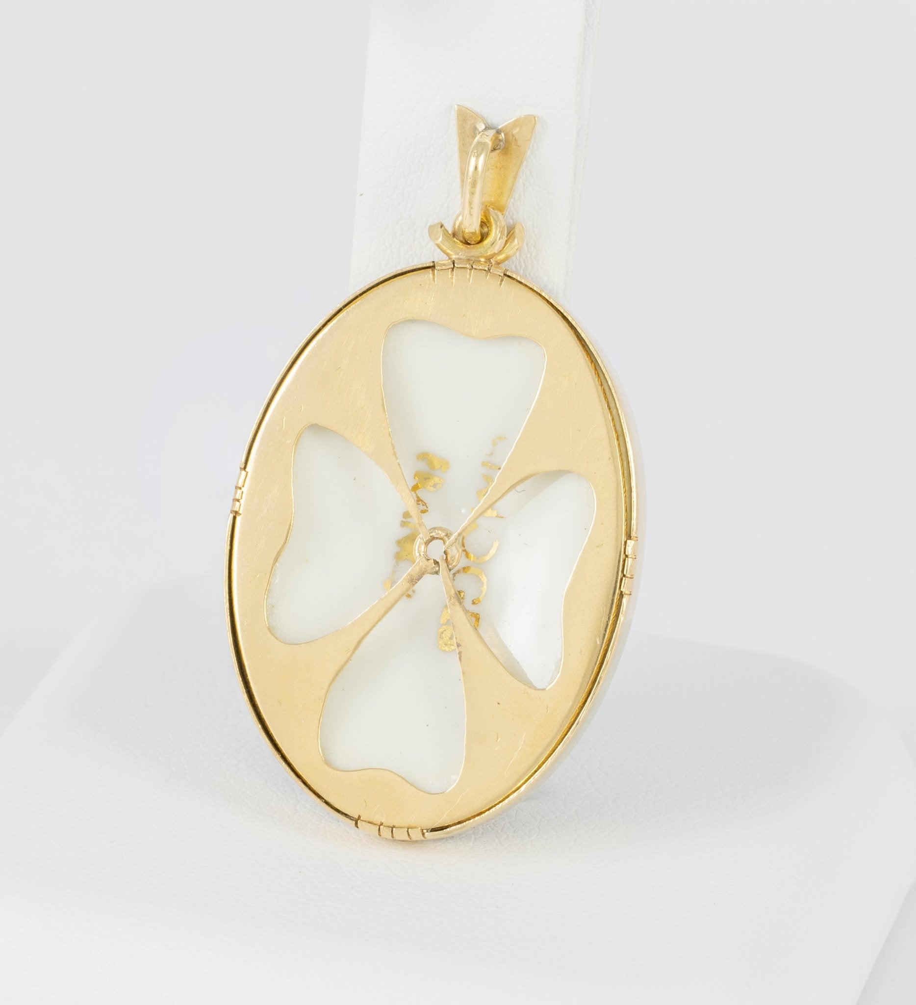 Colgante Limoges en oro amarillo 18k y porcelana - Mayka Jewels