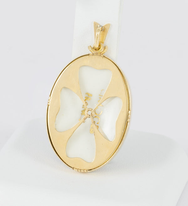Colgante Limoges en oro amarillo 18k y porcelana - Mayka Jewels