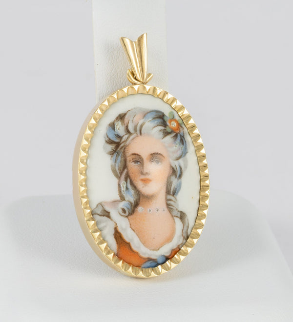 Colgante Limoges en oro amarillo 18k y porcelana - Mayka Jewels