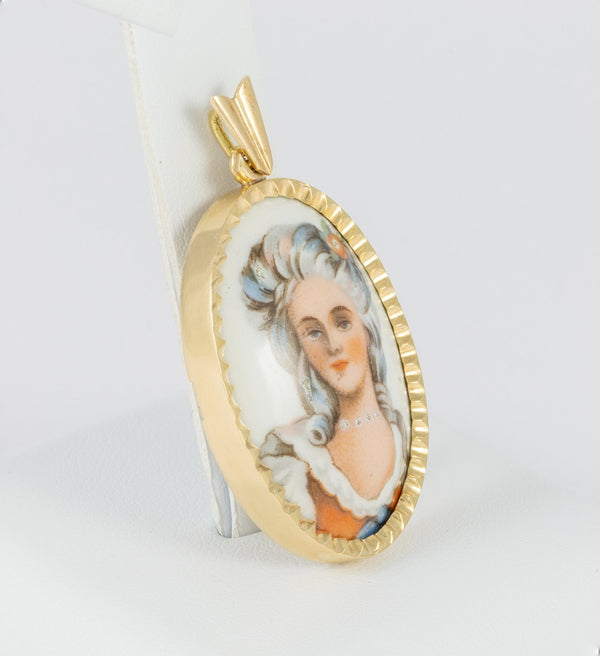 Colgante Limoges en oro amarillo 18k y porcelana - Mayka Jewels