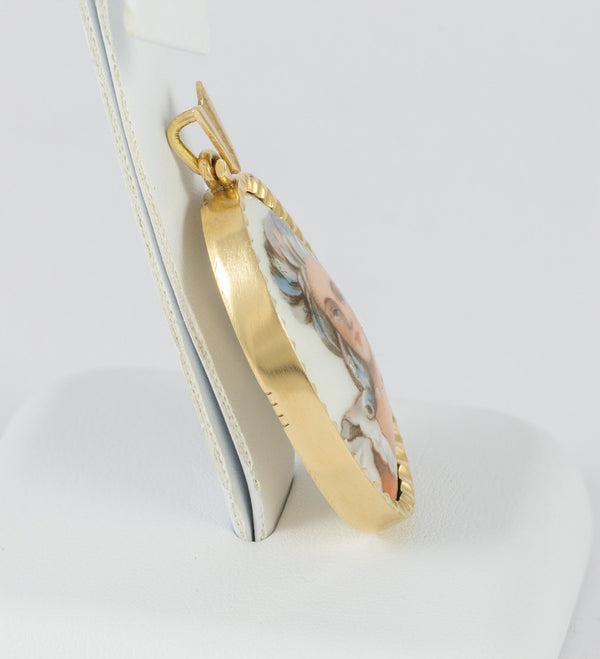 Colgante Limoges en oro amarillo 18k y porcelana - Mayka Jewels