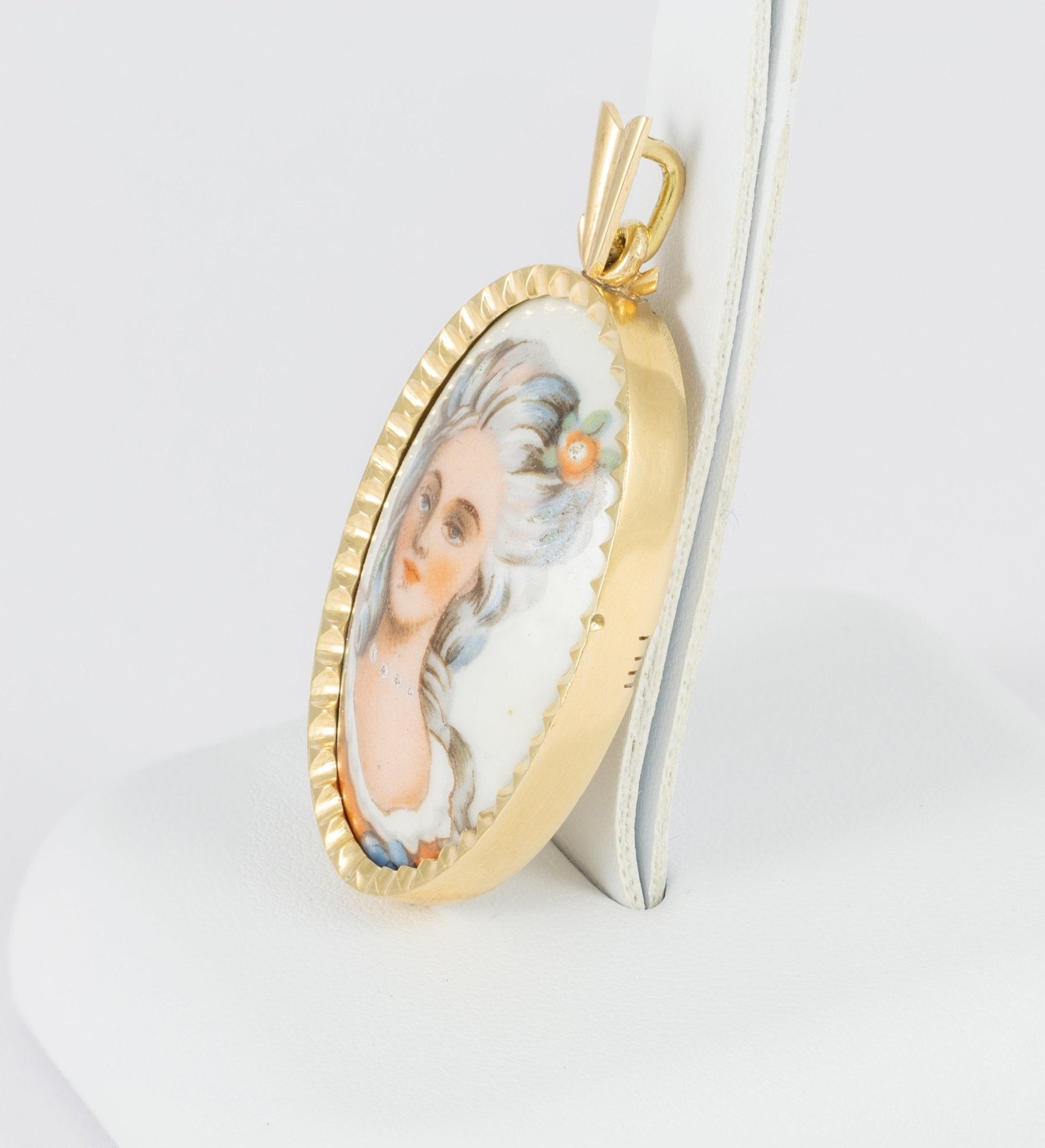 Colgante Limoges en oro amarillo 18k y porcelana - Mayka Jewels