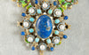 Collar antiguo hecho a mano en oro 18k con perlas, turquesas y lapislázulis - Mayka Jewels