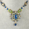 Collar antiguo hecho a mano en oro 18k con perlas, turquesas y lapislázulis - Mayka Jewels