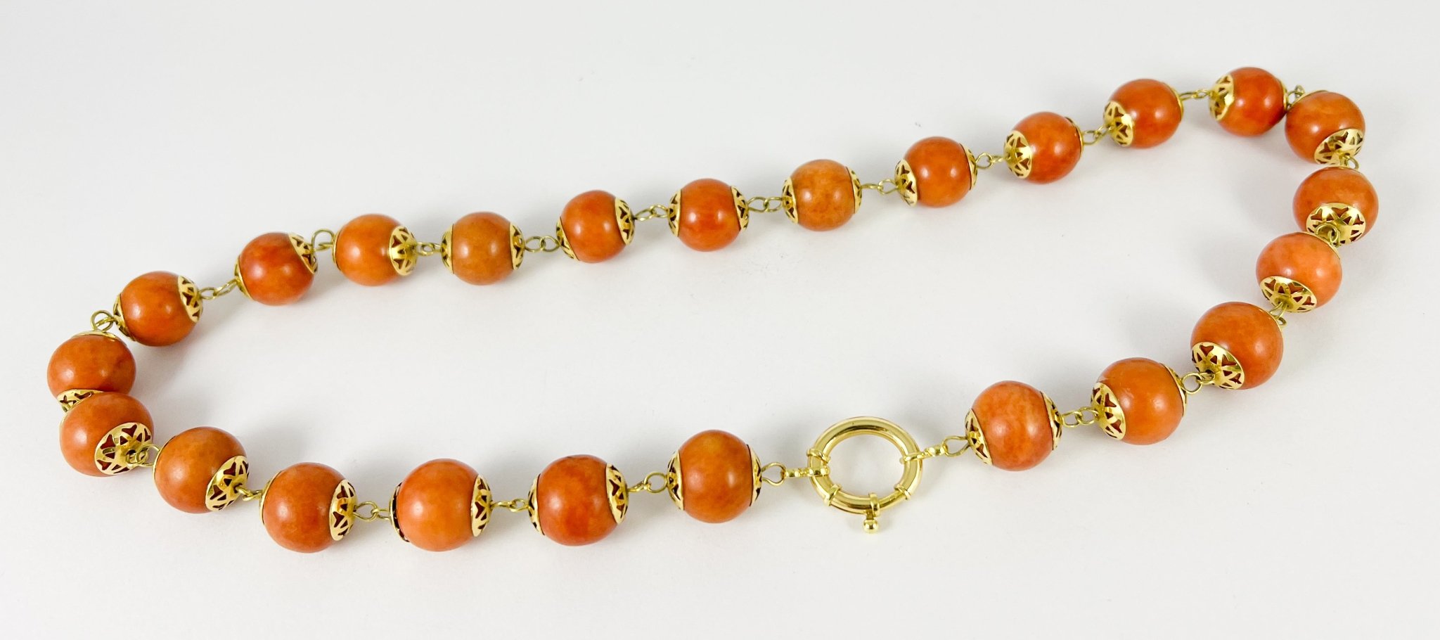 Collar de coral rojo con oro amarillo 18k - Mayka Jewels