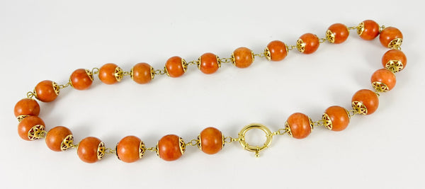 Collar de coral rojo con oro amarillo 18k - Mayka Jewels