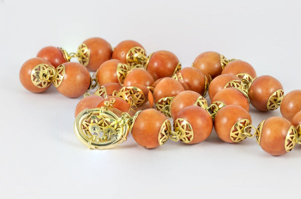 Collar de coral rojo con oro amarillo 18k - Mayka Jewels