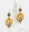 Conjunto antiguo pendientes y colgante en oro amarillo 18k y brillantes - Mayka Jewels