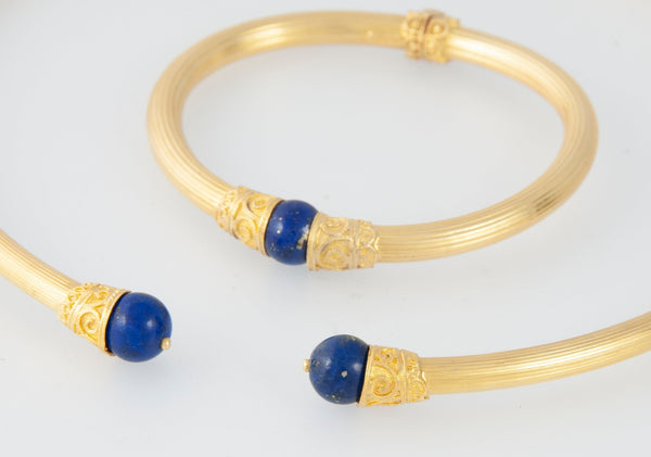 Conjunto de gargantilla y pulsera oro amarillo y Lapislázuli - Mayka Jewels