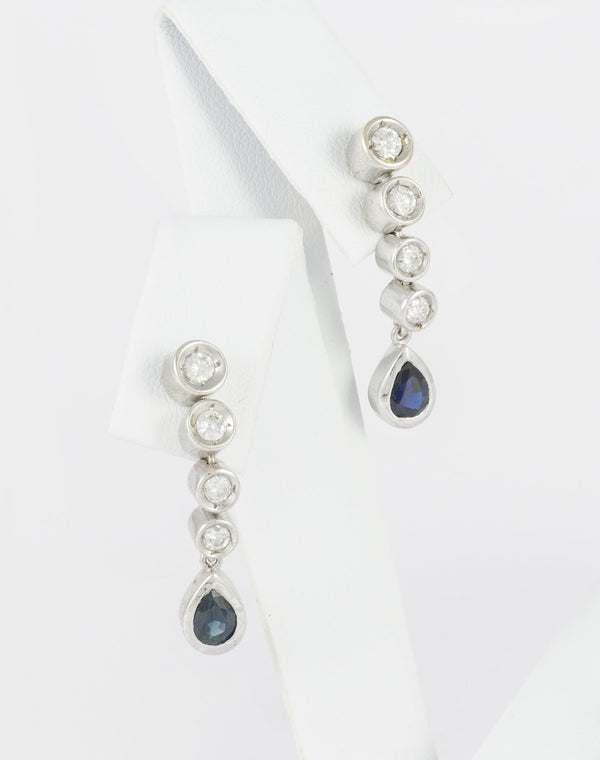 Conjunto pendientes y colgante en oro blanco con brillantes y zafiros - Mayka Jewels