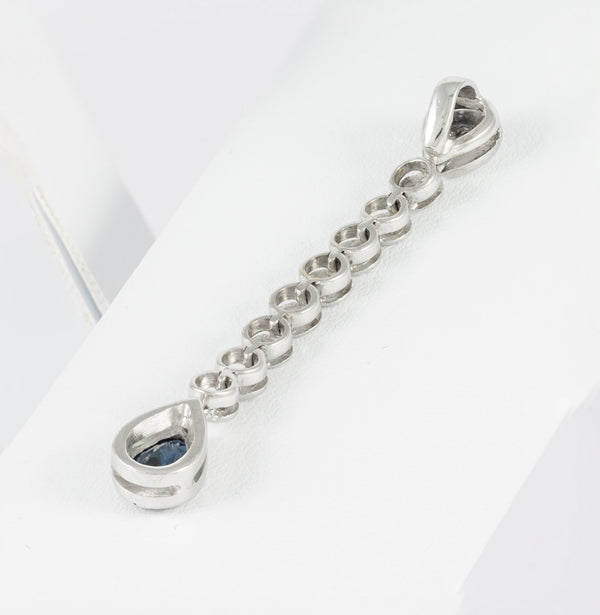 Conjunto pendientes y colgante en oro blanco con brillantes y zafiros - Mayka Jewels