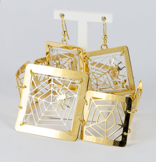 Conjunto pulsera, colgante y pendientes en oro amarillo y blanco 18k - Mayka Jewels