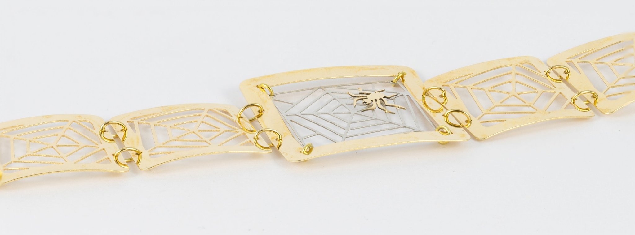 Conjunto pulsera, colgante y pendientes en oro amarillo y blanco 18k - Mayka Jewels