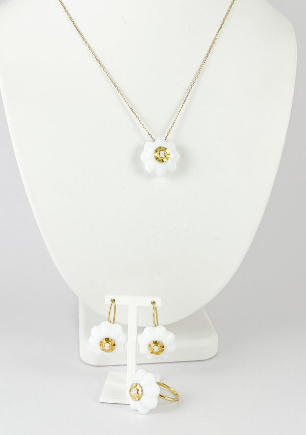 Conjunto Tous Cadena Pendientes Anillo en oro amarillo 18k y porcelana - Mayka Jewels