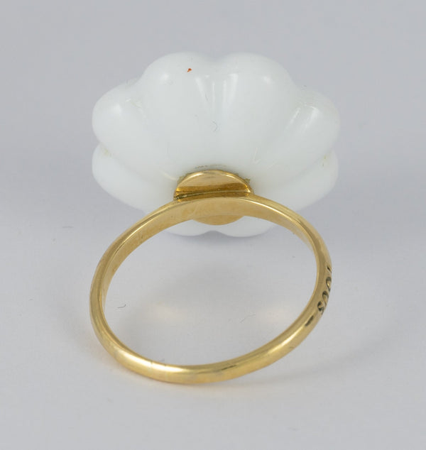 Conjunto Tous Cadena Pendientes Anillo en oro amarillo 18k y porcelana - Mayka Jewels