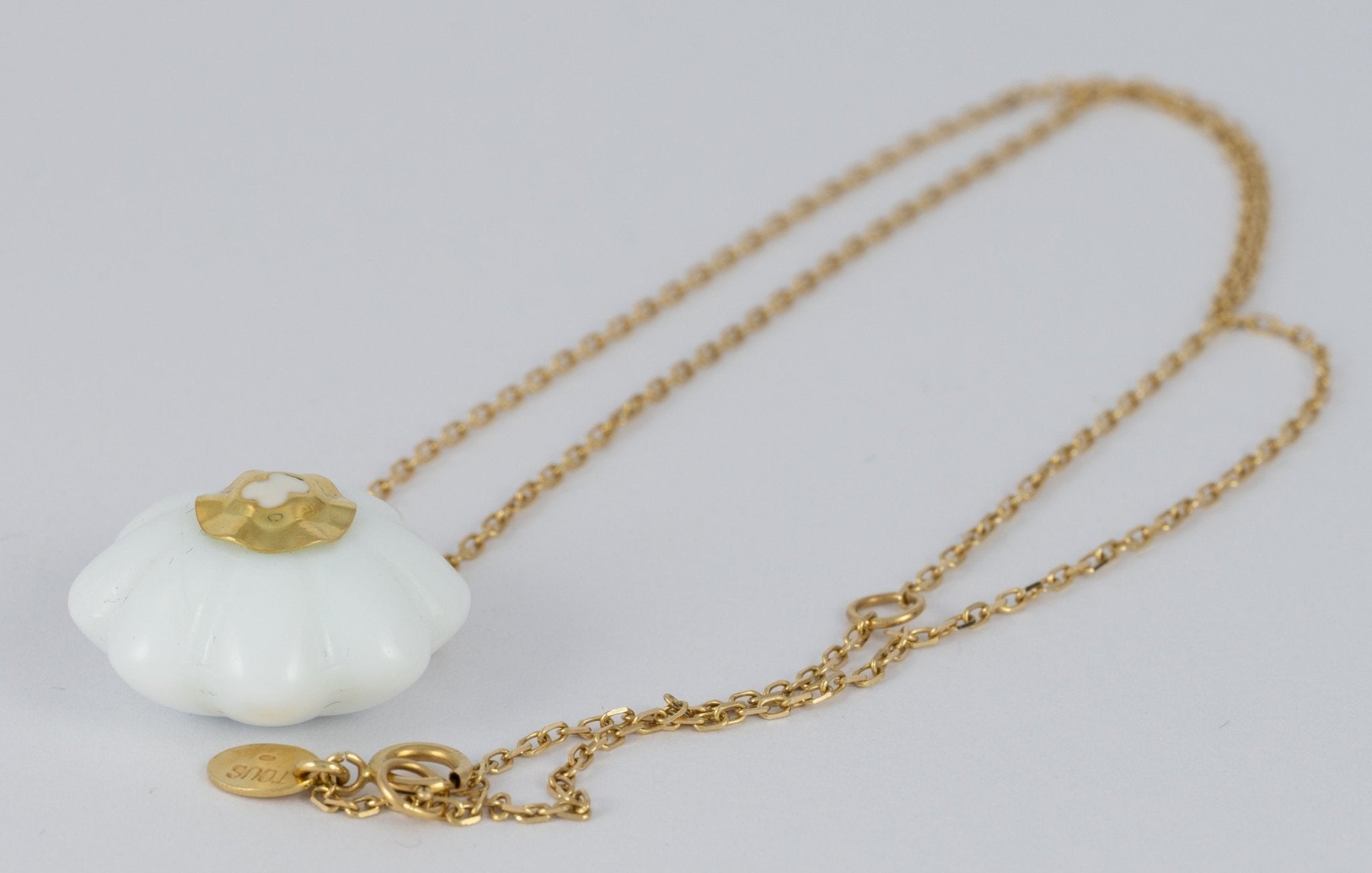 Conjunto Tous Cadena Pendientes Anillo en oro amarillo 18k y porcelana - Mayka Jewels