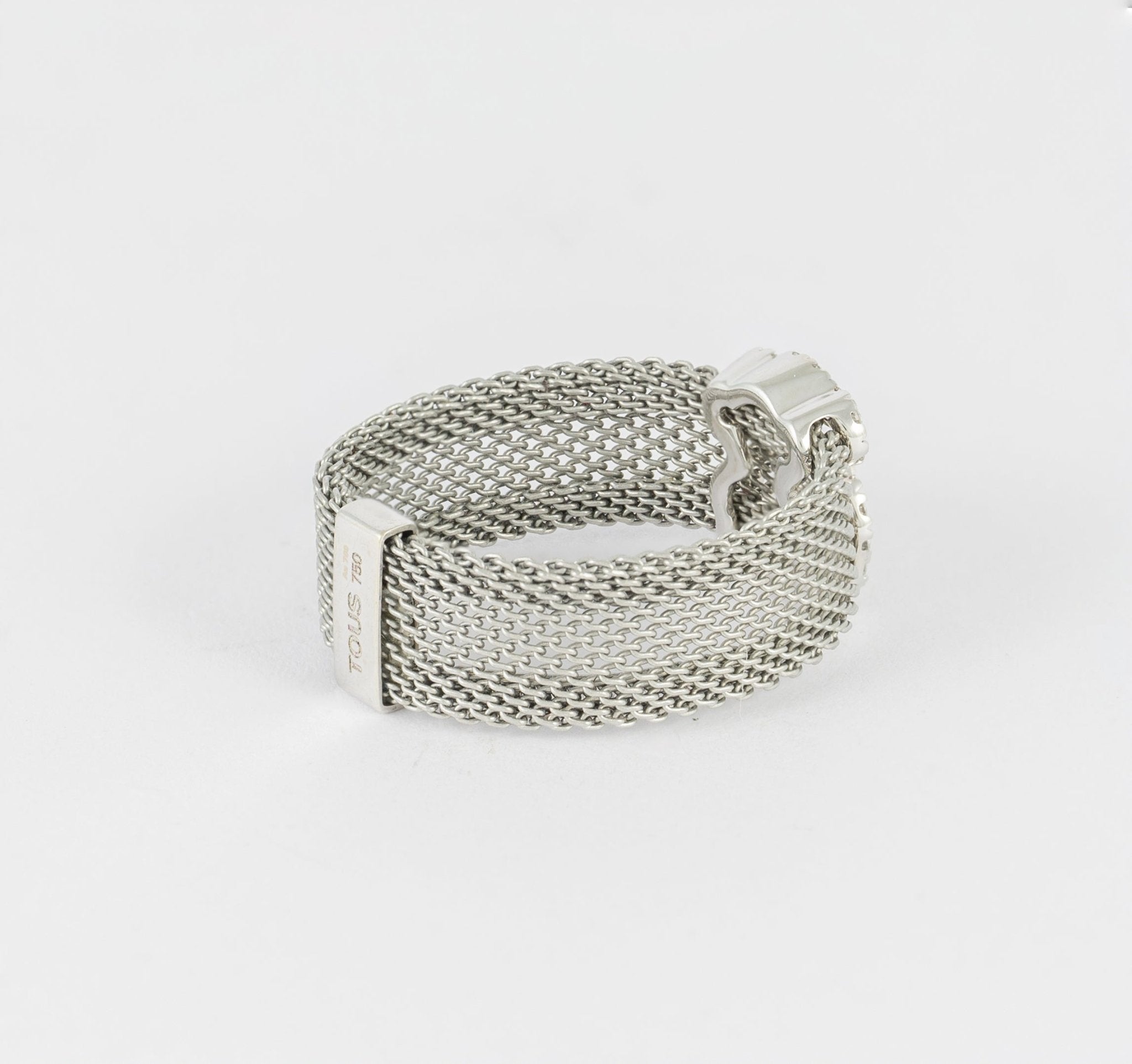 Conjunto Tous pulsera y anillo en oro blanco 18k y acero - Mayka Jewels