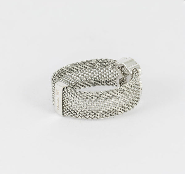 Conjunto Tous pulsera y anillo en oro blanco 18k y acero - Mayka Jewels